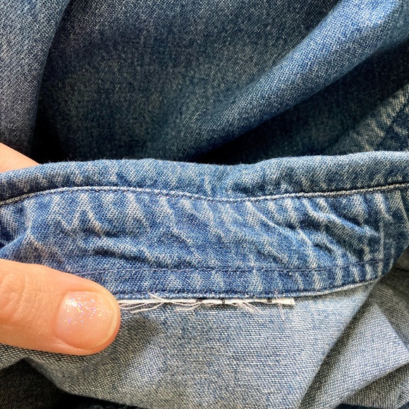 Vintage 90s Denim Button Down Silver Velvet Sleeveless Slit Maxi Dress L - Picture 8 of 9